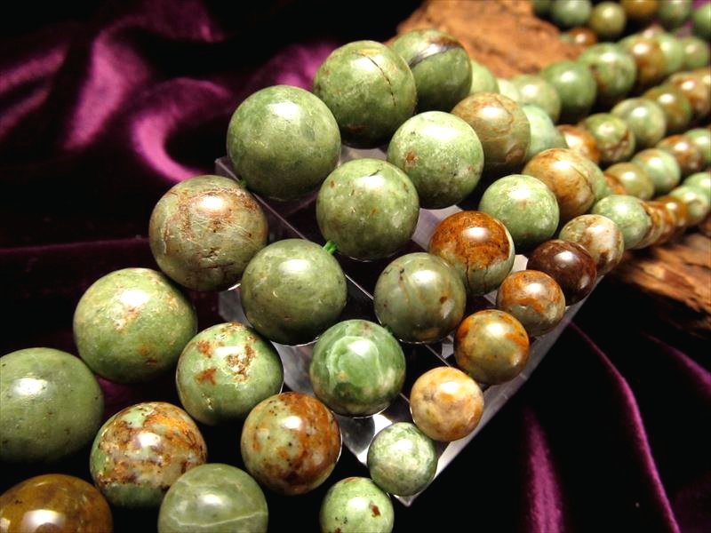 8.5mm珠 グリーンオパール 一連 約38-40cm 希少色グリーン 緑蛋白石 オーストラリア産 パワーストーン 天然石