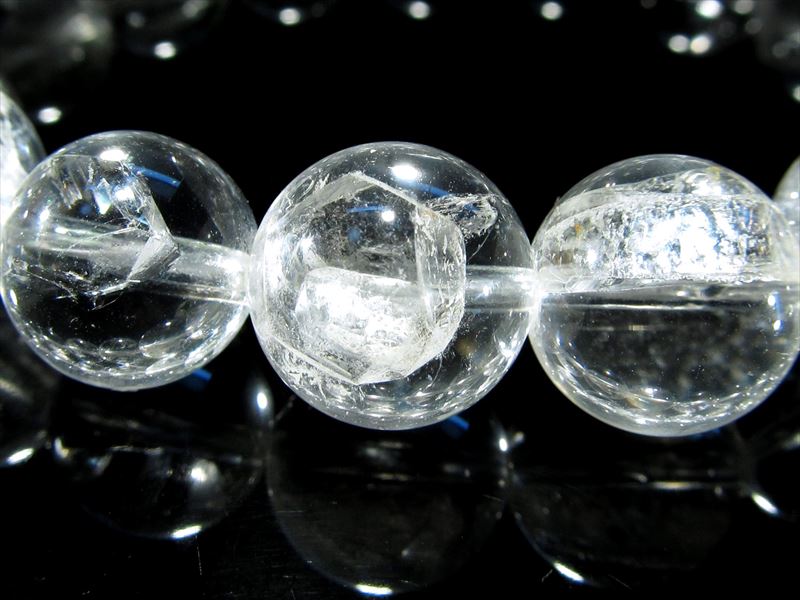 全珠貫入水晶4A マニフェストクォーツ 貫入水晶 ブレスレット 12mm-13mm×17珠 夢を実現させるパワーストーン 希少クォーツインクォーツ 極上くっきり貫入
