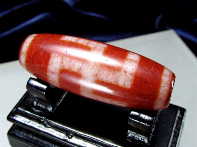 一本万利天珠紅朱砂龍紋天珠 約39mm-40mm 1個売り チベット発祥の厄除け・開運お守り 一本万利天珠 いっぽんまりてんじゅ パワーストーン 天然石