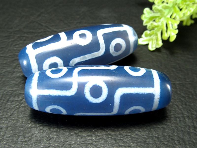 3個限定 ブルーカラー 九眼天珠 くがんてんじゅ 最大長さ約38.5mm前後 1個売り 立身出世・願望実現・合格祈願・必勝祈願 パワーストーン 天然石