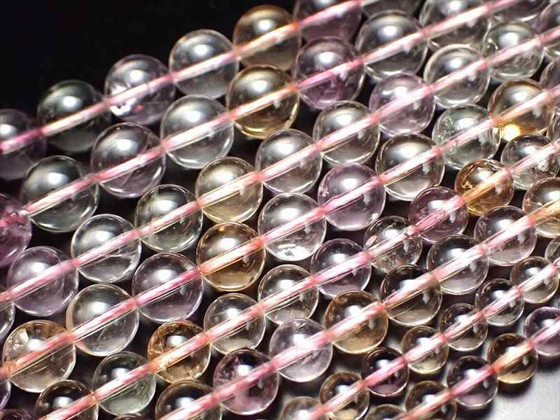 激安宣言 3A 約12mm珠 天然 MIXクリスタル 4種 一連 約37-39cm 定番人気クリスタルMIX 透明パステルカラー ブラジル産 geki-sak パワーストーン 天然石