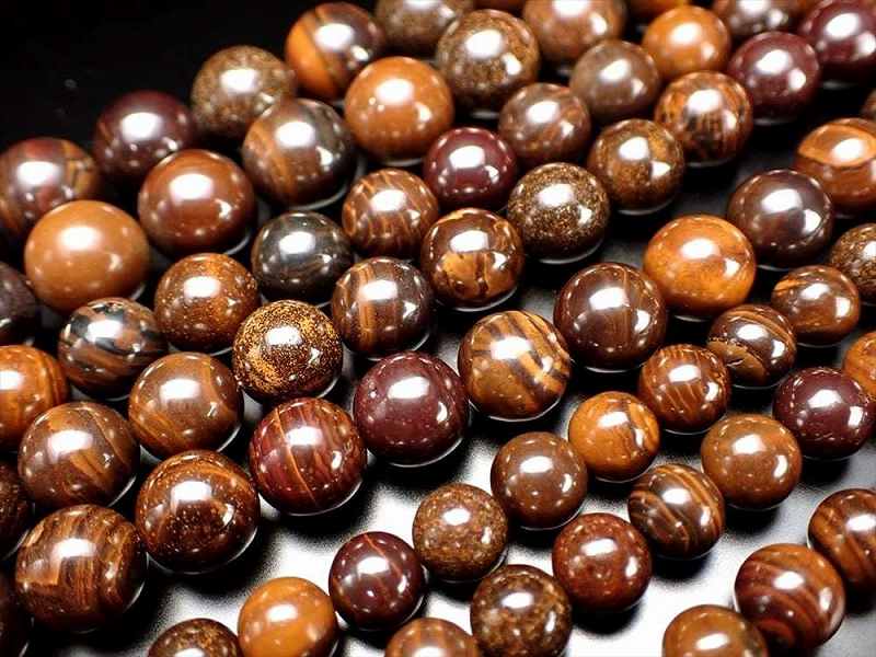 激安宣言 約6mm珠 ボルダー・オパール セミラウンド 一連 約37-39cm 大地の神秘・美しさを持つ石 唯一無二の模様 オーストラリア産 geki-sak パワーストーン