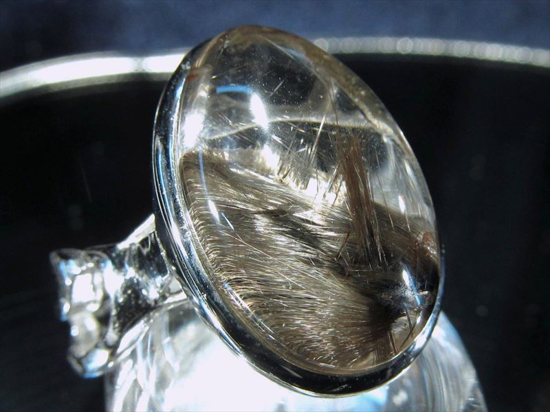 5A プラチナルチルクォーツ リング 13号 オーバル型 石サイズ18mm×11.5mm 指輪 Silver925 針入り水晶 潜在能力を引き出してくれる石 一点物 ブラジル産