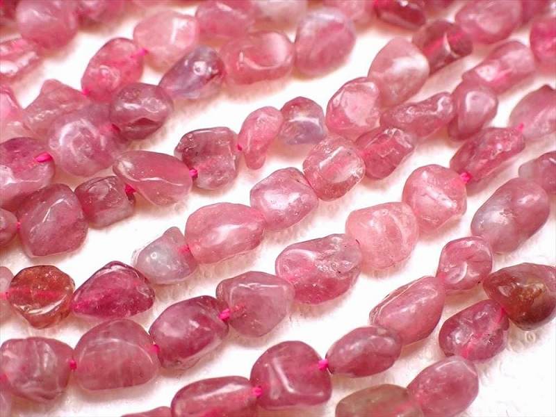 ピンクトルマリン タンブル連 幅約4-5mm 一連 約38-40cm 高品質入荷 お買い得タンブル連 ラフっぽいカット ブラジル産 rn-p パワーストーン 天然石