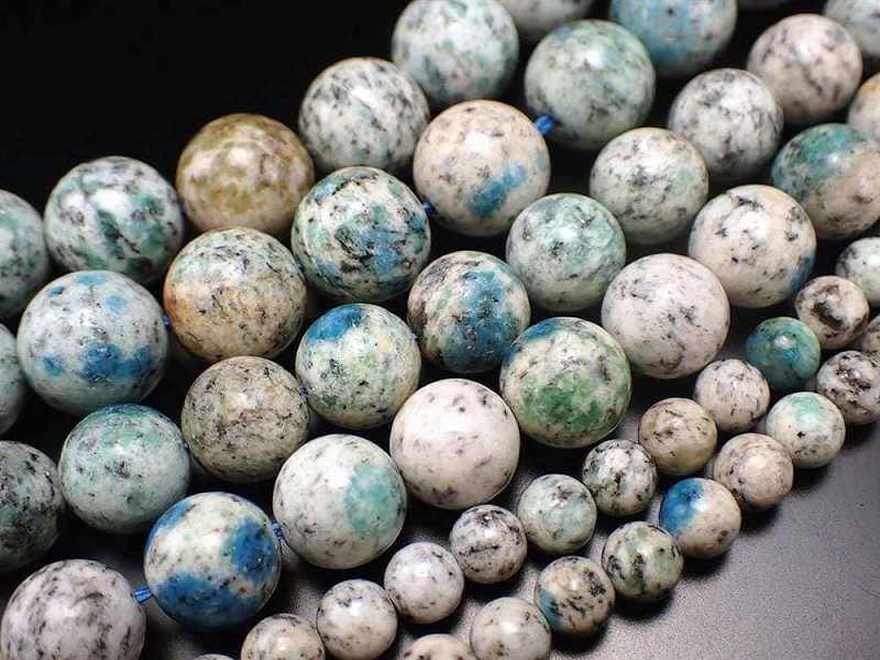 激安宣言 約6mm珠 一連 ヒマラヤK2ジャスパー アズライトイングラナイト 約37-39cm 厳しい大自然が生んだ神秘の石 ヒマラヤ・カラコルム山脈K2産 geki-sak