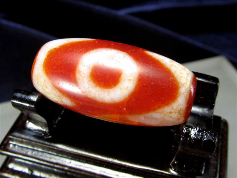 虎牙三眼天珠紅朱砂龍紋天珠 ミニサイズ 約30mm 1個売り チベット発祥の厄除け・開運お守り 虎牙三眼天珠 こがさんがんてんじゅ パワーストーン 天然石