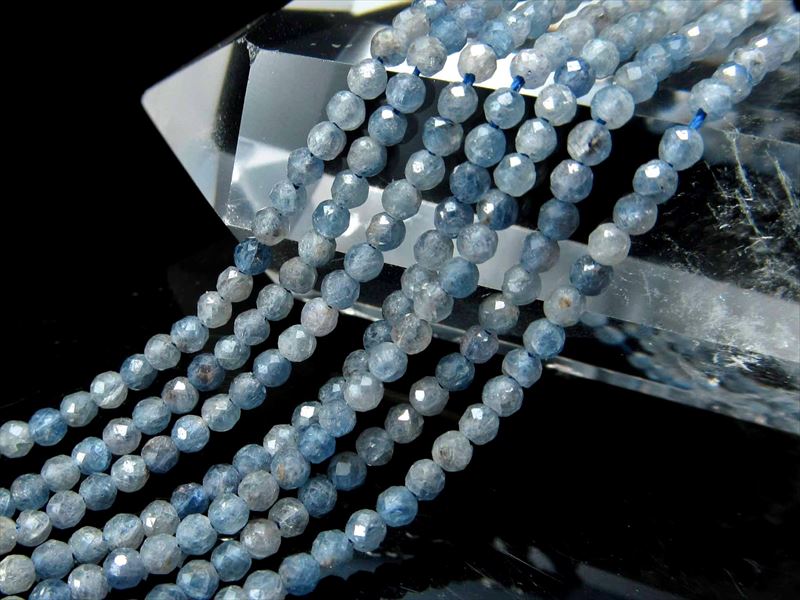 極小サイズ サファイア ミラーカット 約2mm珠 一連 約38-40cm 穴径約0.4mm カット 極上 天然石 ビーズ ネックレスなどに パワーストーン 天然石