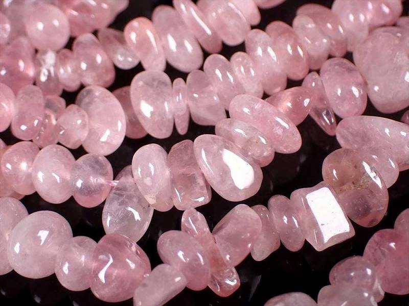 ディープローズクォーツ さざれ 連 約5mm-11mm 一連 約38-40cm 女性に大人気 ミルキーピンク色 激安 マダガスカル産 rn-p パワーストーン 天然石