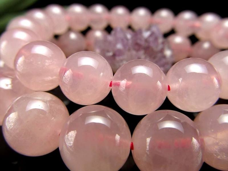 艶光沢抜群 ミルキーローズクォーツ 紅石英 ブレスレット 約10mm×19珠前後 程良い透け感に濃いめのミルキーピンク 美と愛の女神の石 マダガスカル産 bl-p