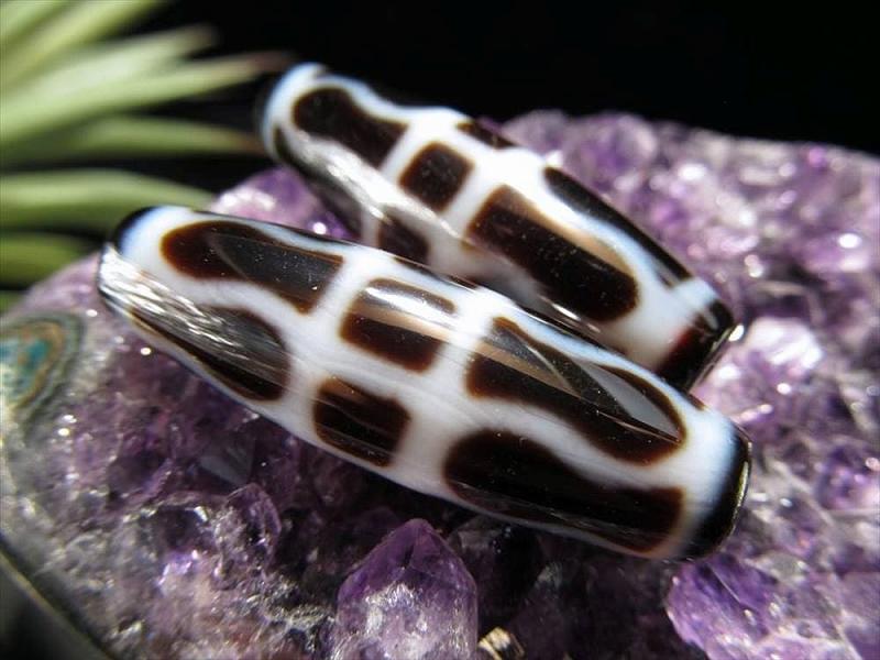 A至純天珠 金剛杵天珠 こんごうしょてんじゅ サイズ：約37ミリ 1個売り 極上 天然石 ビーズ パワーストーン te-p パワーストーン 天然石