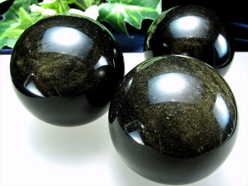 希少 3A ゴールデンシャイン オブシディアン 丸玉 直径約48mm-50mm 大人気丸玉 ゴールデンシラー シラー 黒曜石 メキシコ産 パワーストーン 天然石