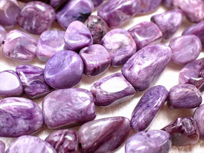 チャロアイト タンブル 連 粒サイズ約4.5mm-8.0mm 一連 約38-40cm 高品質入荷 お買い得タンブル連 ロシア産 パワーストーン 天然石