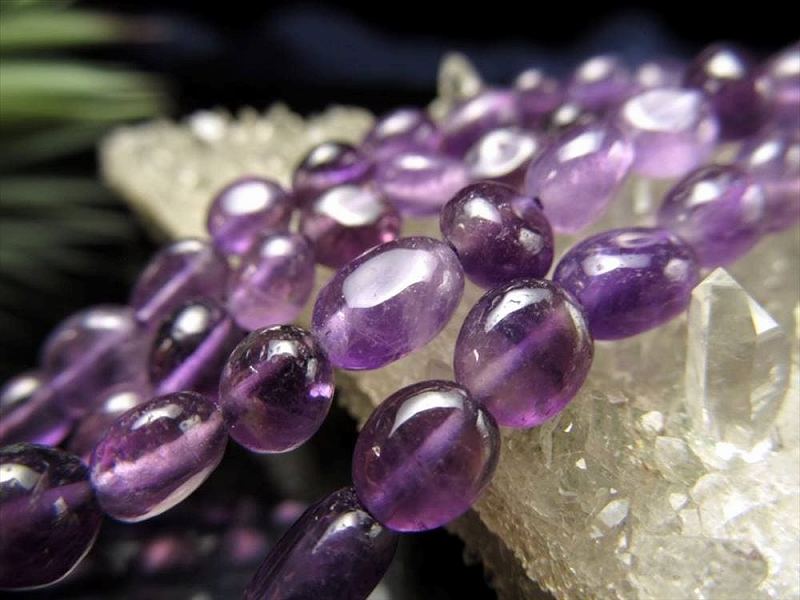 粒サイズ約6mm-8mm アメジスト タンブル 連 Mサイズ 一連 約38-40cm 紫水晶 ブラジル産