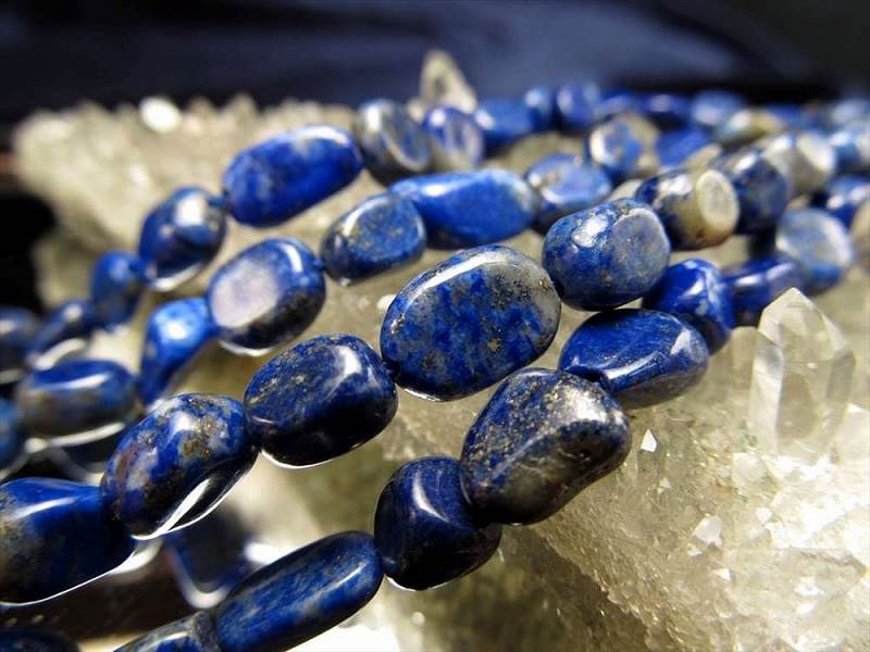 ラピスラズリ 瑠璃 タンブル 粒サイズ約3.5mm-6.5mm 一連 約38cm-40cm アフガニスタン産 パワーストーン 天然石