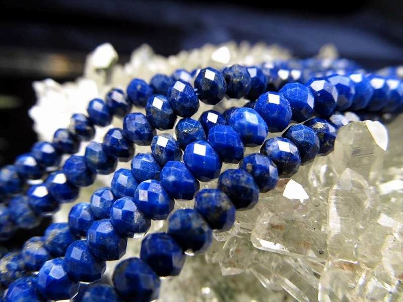 ラピスラズリボタンカット 連 横4mm 厚さ2-3mm 一連 約38-40cm ロンデル アフガニスタン産 パワーストーン 天然石