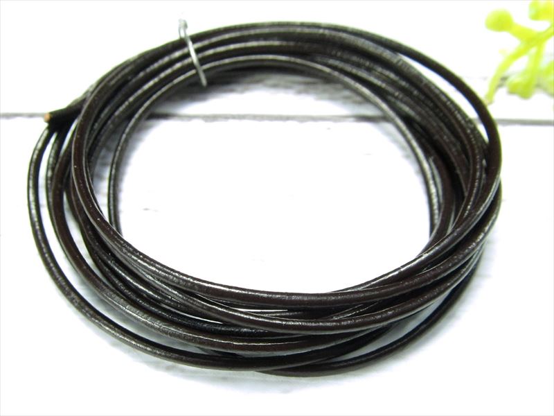 細めタイプ 本革 革紐 ダークブラウン 長さ約1m 紐幅約1mm レザーコード ハンドメイドアクセサリー制作に inmy