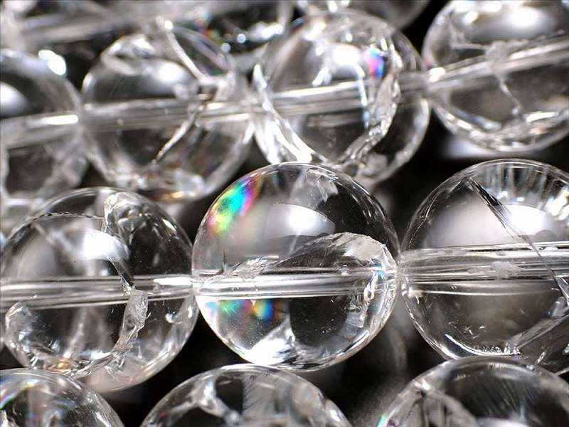 AAA 極上 透明天然水晶使用 約20mm-20.5mm珠 アイリスクォーツ クラック入り水晶 一連約38cm-40cm 天然石 ビーズ ブラジル産 rn-s