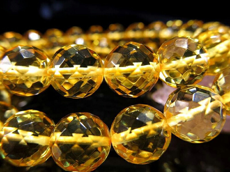 ハニーレモンアンバー カット ブレスレット 6.5mm-7mm×27珠前後 蜂蜜色の天然アンバーブレスレット 天然琥珀 バルト海産