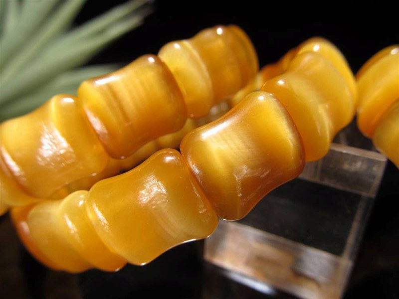 艶々 光沢感抜群 ゴールデンタイガーアイ ボーンバングル ブレスレット 虎目石 幅約12mm 眩いシャトヤンシー・キャッツアイ効果 金運の代名詞