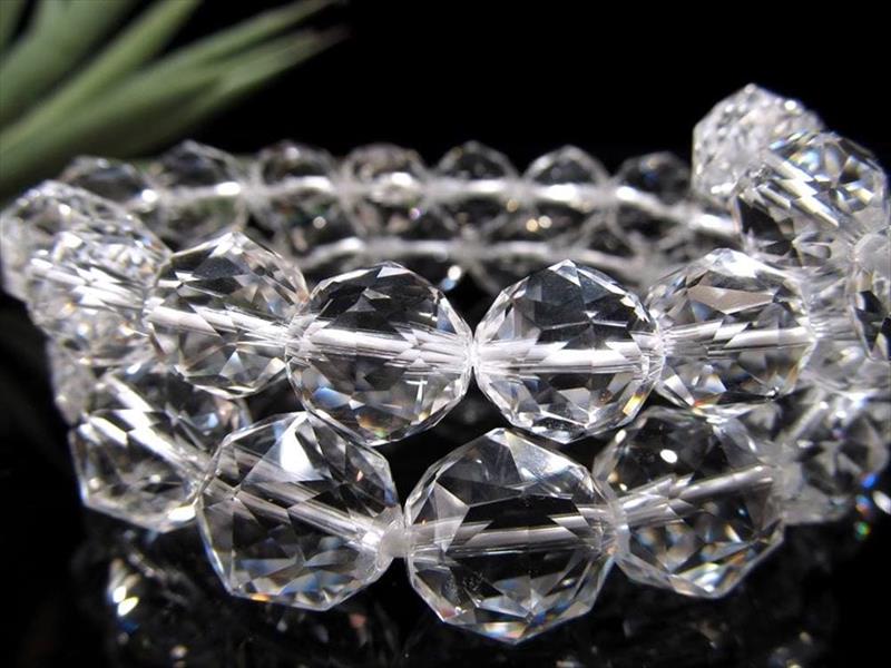 5A超透明 宝石質 天然水晶 スターカット ブレスレット 約6mm-6.5mm×30珠前後 クォーツ 純粋と浄化を象徴する石 ブラジル産