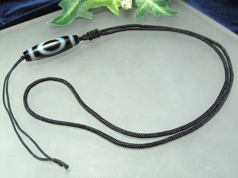 デザイン組み紐ネックレス シンプルタイプ ブラック 首周りサイズ60cm前後 ブラックカラー 天珠 天然石が装着可能 タイプA パワーストーン 天然石