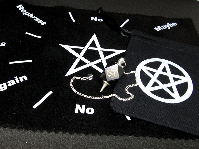 五芒星デザイン ダウジング3点セット ダウジング用マット&ミニポーチ&ペンデュラム 迷ったときの道しるべ シンプルなスターモチーフ タイプB