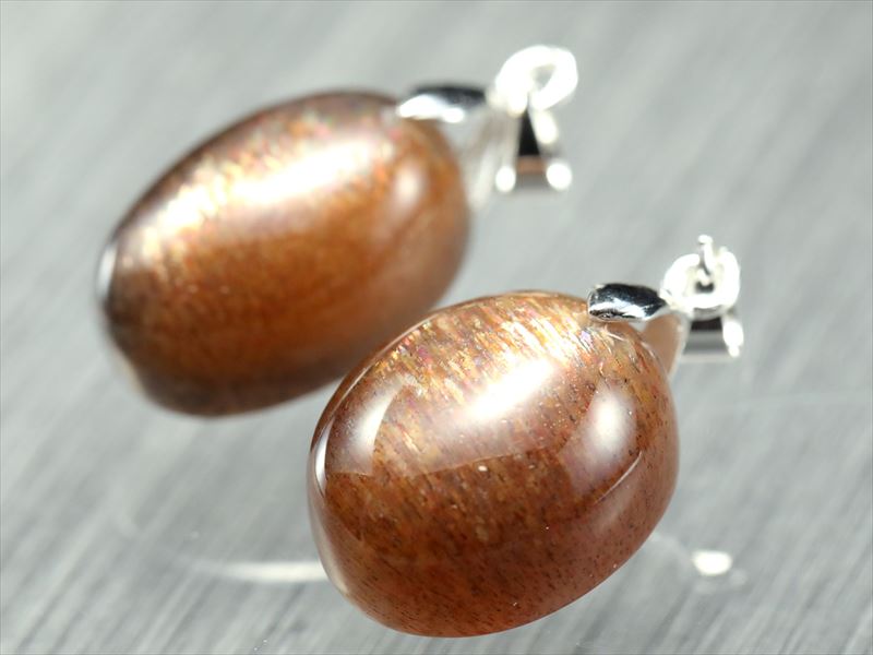 ブラック ゴールデン サンストーン ペンダントトップ オーバル型 約5g 1個売り インド産 hos