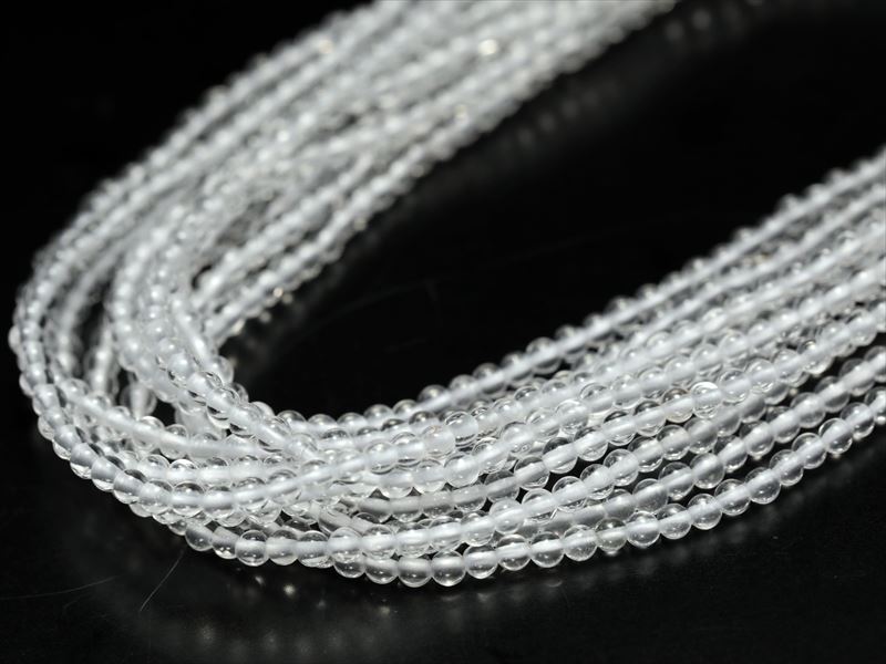 極小ラウンド 約2-2.5mm珠 天然水晶 クリスタル 一連 約38-40cm ブラジル産 hos