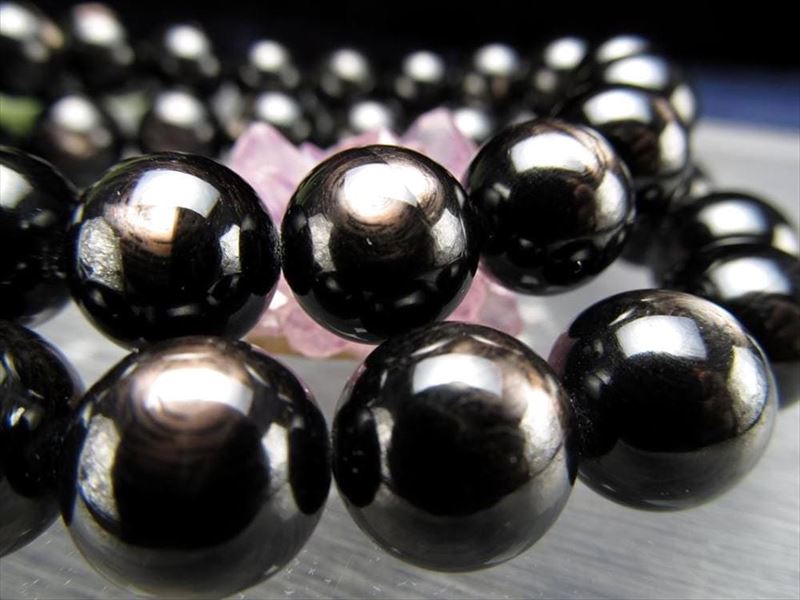 希少石 ハイパーシーン ブレスレット 9mm-9.5mm×21珠前後 艶光沢抜群 神秘的に浮かぶシラー 優れた指導者に必要な資質をもたらしてくれる石 アメリカ産