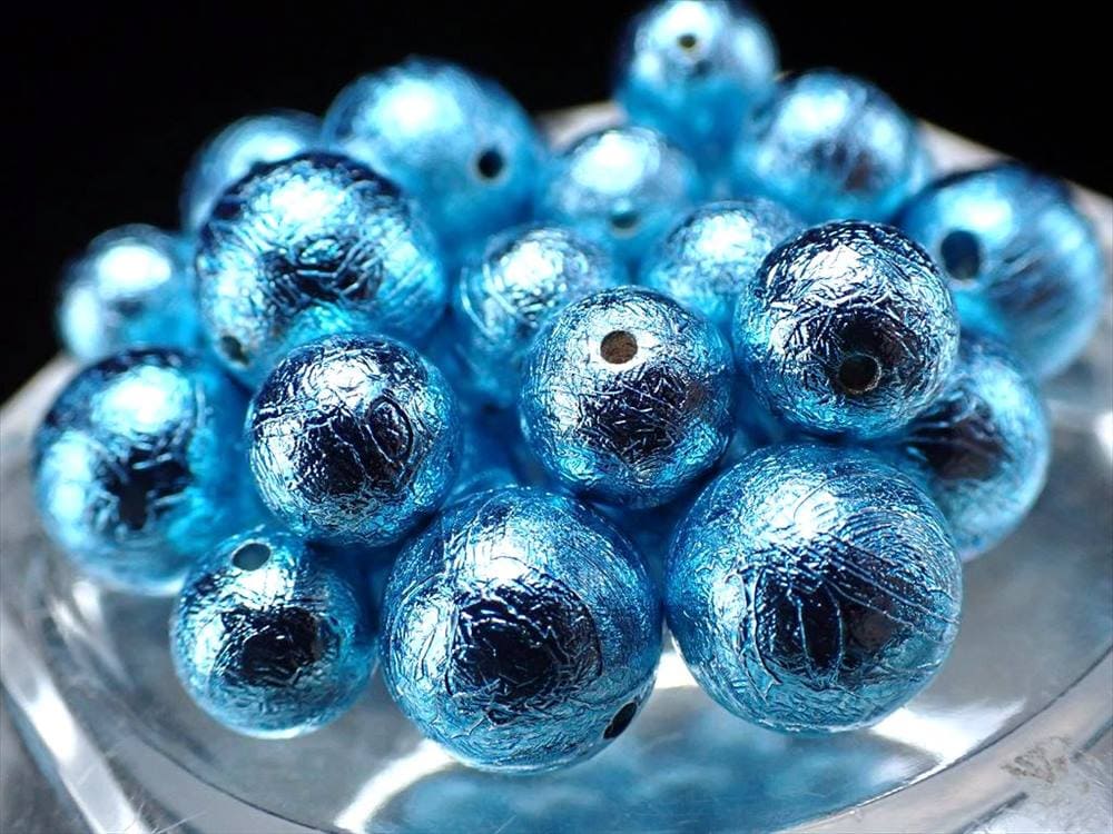 一粒売り 約8mm-8.5mm珠 メテオライト ギベオン ビーズ メタリックライトブルー 本物 隕石 希少レア サンプル鑑別済み ナミビア・ハルダブ州産