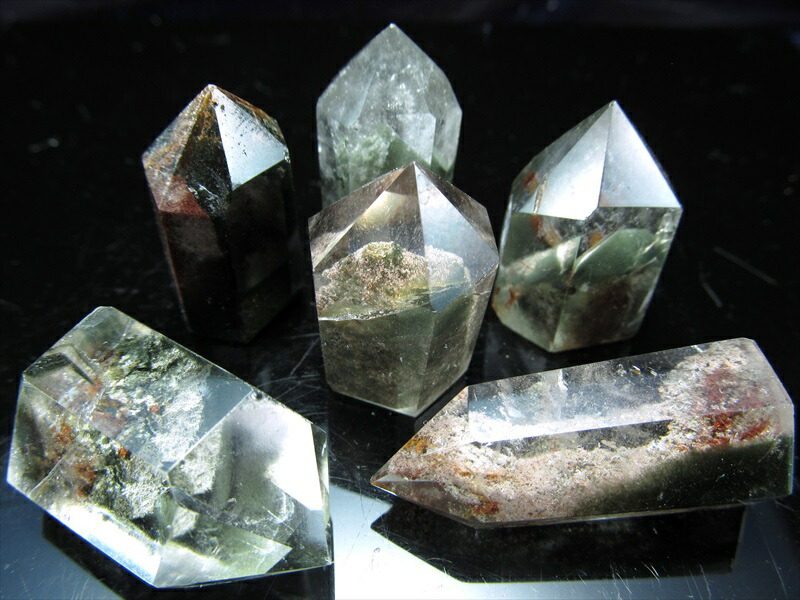 セット売り ガーデン水晶 ミニポイント 詰め合わせ 一袋約50g 4-6個入り ガーデンクォーツ 千層ファントム グリーンファントム 貫入り 虹入り ルチル入りなど