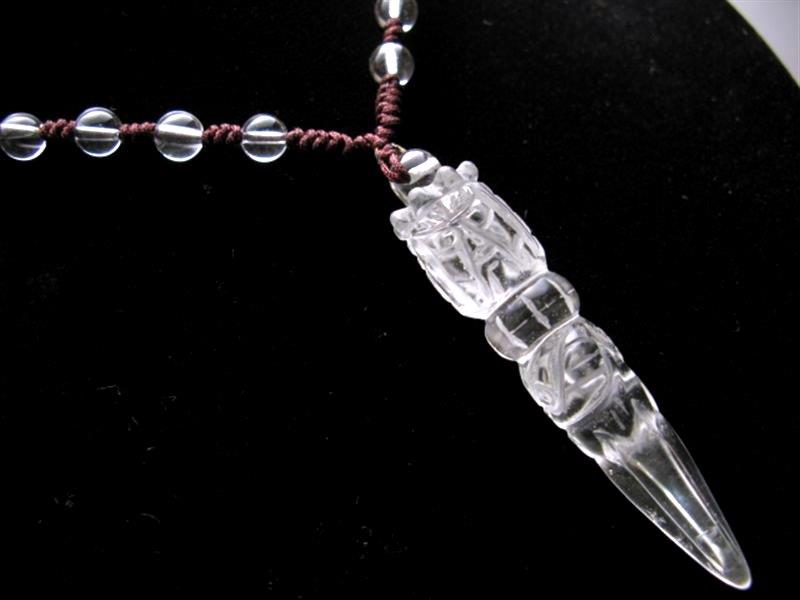 天然水晶プルパネックレス 手彫り法器ネックレス クリスタル金剛杭 金剛杭約40-60mm サイズ調整 動画あり pe-p