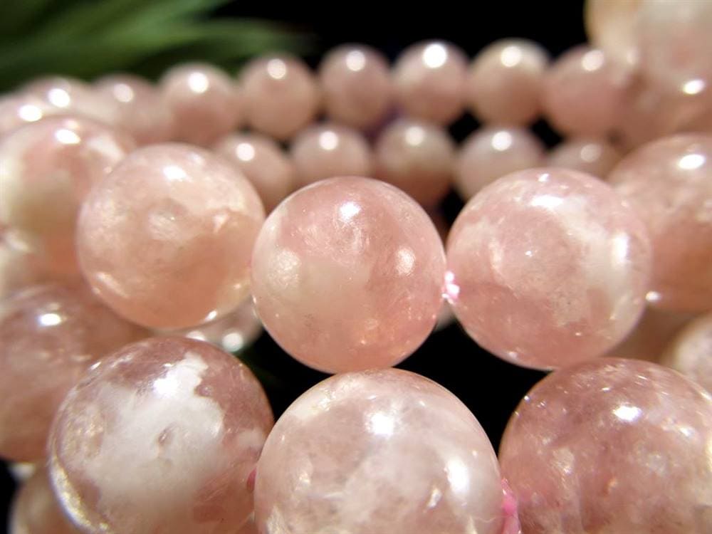 ピンクマイカ レピドライトシリカ ブレスレット 約10mm-10.5mm×19珠前後 ピンクマイカと水晶が共生 ふんわりピンク ブラジル産 パワーストーン 天然石