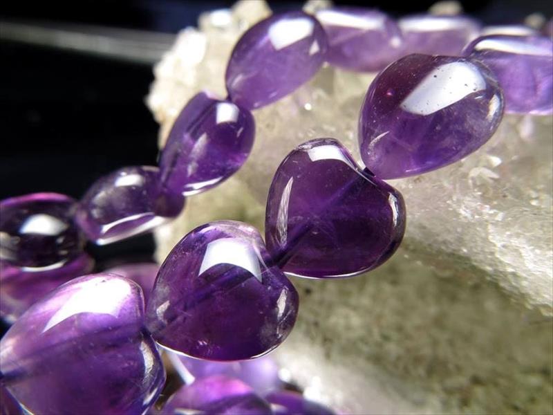 激安宣言 ハート型 約10mm アメジスト 紫水晶 一連 約37-39cm 極上天然石 パワーストーン ブラジル産 geki-sak パワーストーン 天然石