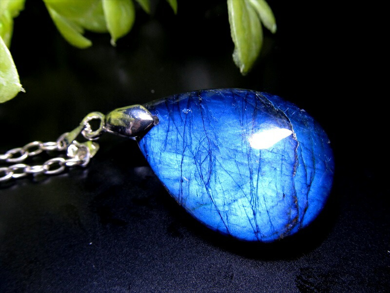 5A 全面ブルーシラー ラブラドライト ドロップ型 ペンダントトップ 縦約27mm 約5.2g 濃いブルーシラー 信念を貫く力 1点物 マダガスカル産 hos