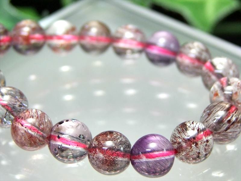 店頭展示中 超透明度+たっぷり内包鉱物 S級 スーパーセブン ブレスレット 6.5mm-7mm×29珠 天然石 最強ブレス ブラジル産