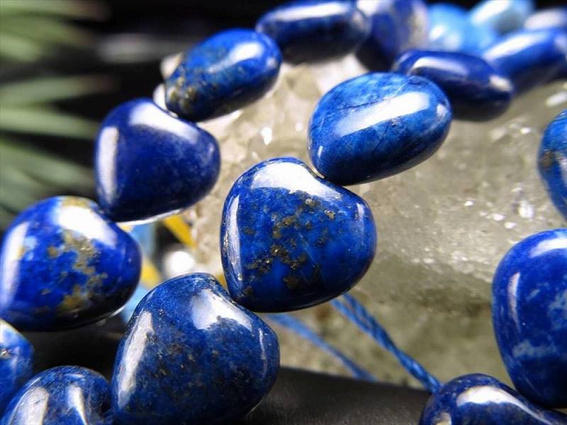 激安宣言 ハート型 約10mm珠 ラピスラズリ 一連 約37-39cm 青金石 アフガニスタン産 geki-sak パワーストーン 天然石