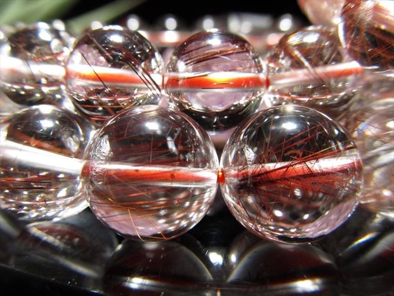 透明感抜群 AA+ レッドルチルクォーツ ブレスレット 約9.5mm×20珠前後 際立つ赤針水晶 目標達成のお守り 夫婦和合・子宝の水晶・創造力向上の石 ブラジル産