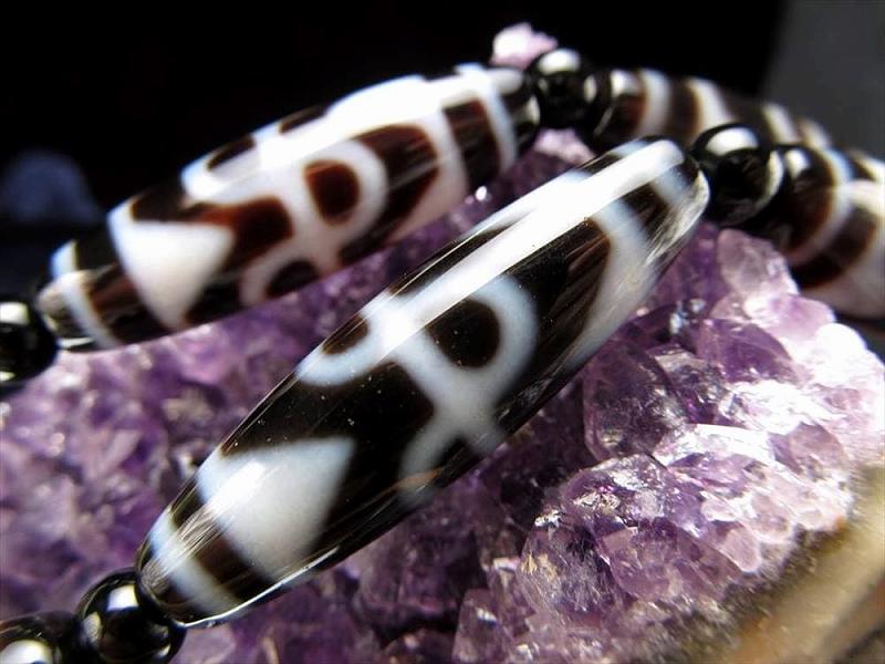 六弁蓮花天珠 連 天珠サイズ約38mm 一連5個付き 罪障や厄難を除き、生命、健康を守り、財運を呼ぶ お買い得 天珠連販売