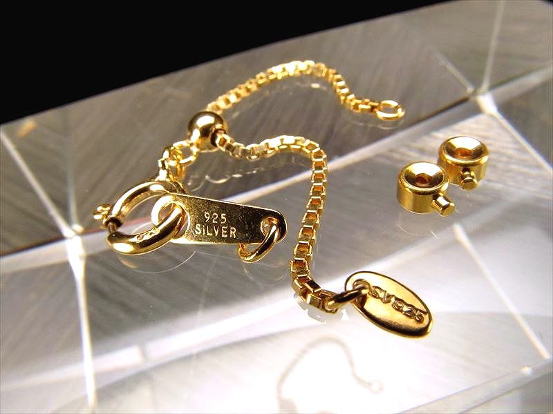 18金ゴールド仕様Silver925 アジャスター付き留め金具セット ワイヤー留め金具 ワンパッチン2個付きC18 pa-p