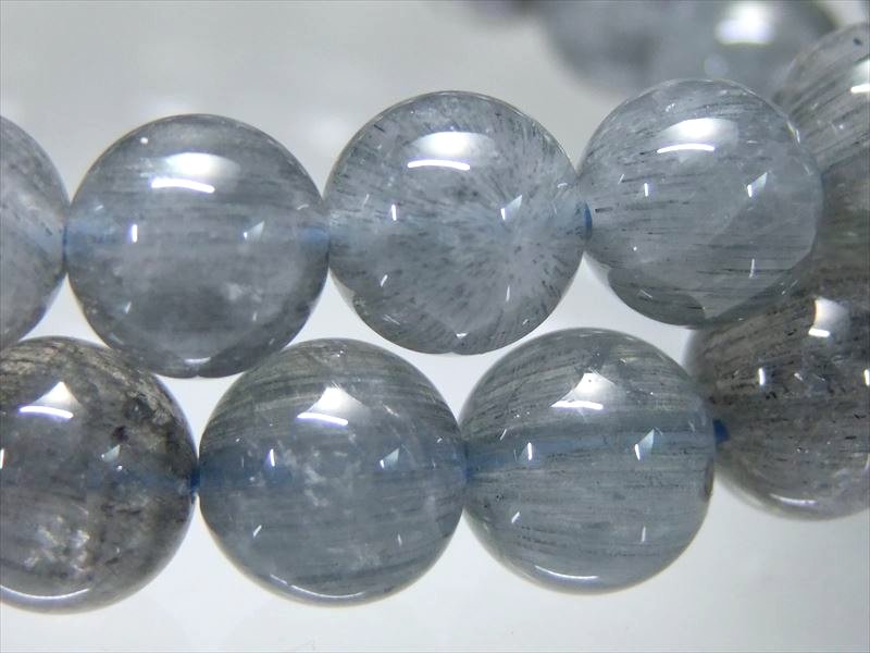 AA+ ブルールチル インディゴライト サゲニティック入り水晶 ブレスレット 9mm-9.5mm×21珠前後 落ち着きある希少な藍色針 ストレス鎮静ルチル