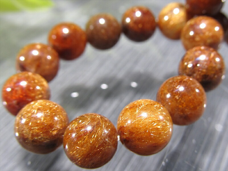 3種のルチル ゴールド&ブラウン&ブロンズ MIXルチル ブレスレット 7mm-7.5mm×26珠 一点もの ブラジル産