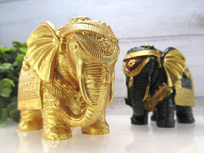 選べる2カラー インド象モチーフ 置物 最大幅約66mm 家族運 出世 長寿 安定 夢を叶える象 ぞう ゾウ