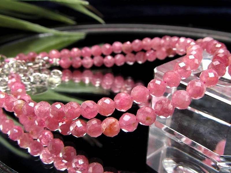 ピンクトルマリン ブレスレット 約4mm 妖艶パープルピンク 電気石 ボールカットデザインブレスレット アジャスター金具付 10月の誕生石 ブラジル産