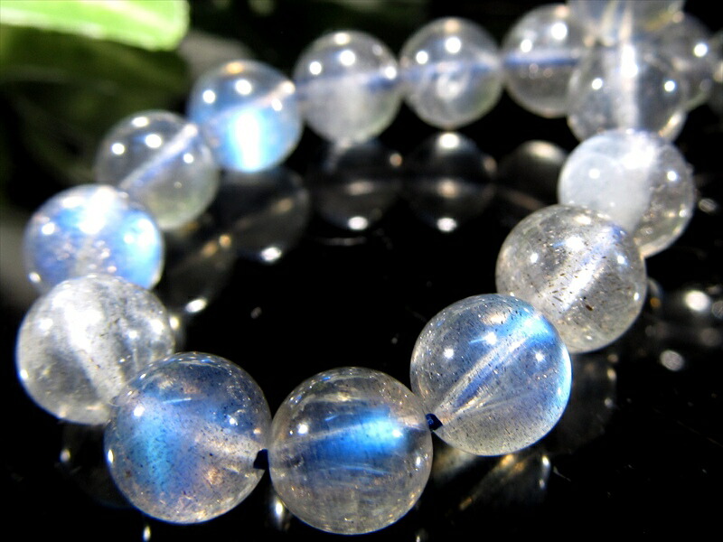 透明度&艶感抜群！ ラブラドライト ブレスレット 6.5mm-7mm×26珠 スペクトロライト 濃いブルーシラー 信念を貫く力 一点もの