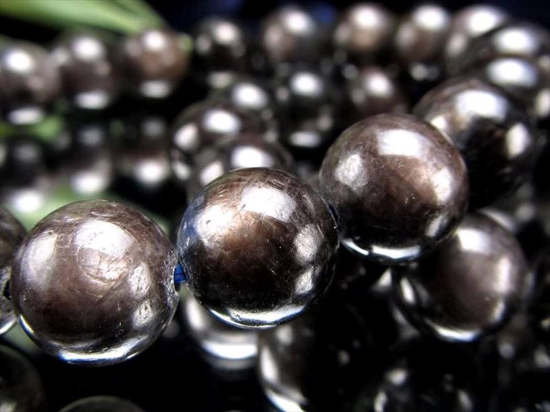 3A シルバーシラー ブラックサファイアブレスレット 約6mm-6.5mm×29珠前後 クールな銀色の煌めき ブラックシルバー ミャンマー産