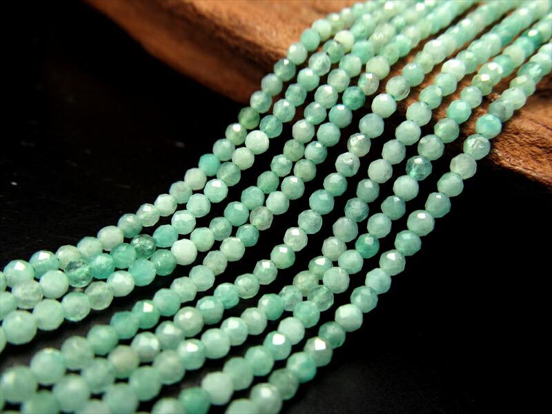 約2mm エメラルド ボールカット連 一連 約38-40cm 鮮やかなグリーン ザンビア産 パワーストーン 天然石