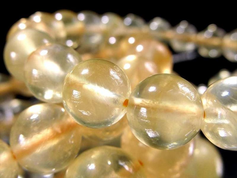 お買い得商品 ゴールデンプレナイト(葡萄石)ブレスレット 約9mm-9.5mm×21珠前後 透明感あり 爽やかなグレープフルーツカラー