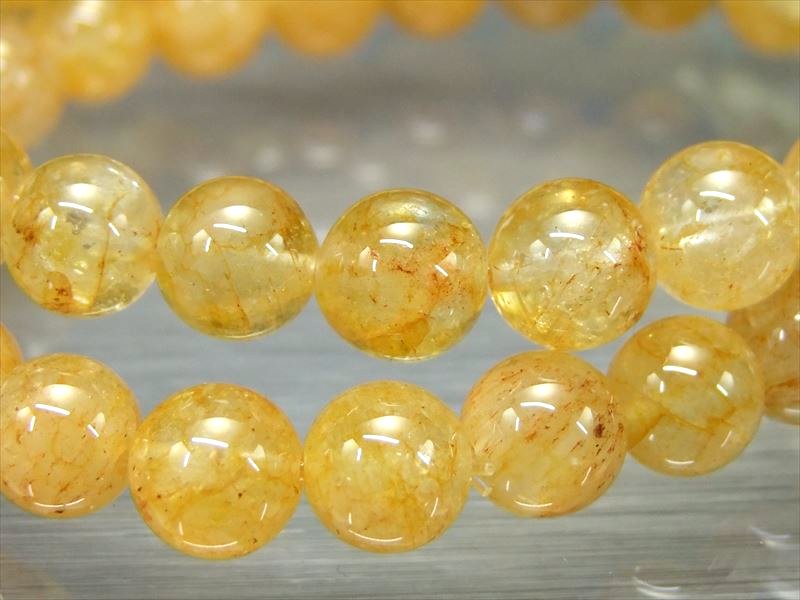 ゴールデンカラートパーズ ブレスレット 8mm-8.5mm×23珠前後 11月の誕生石 希少 輝く黄金色 トパーズ 黄玉 ブラジル産