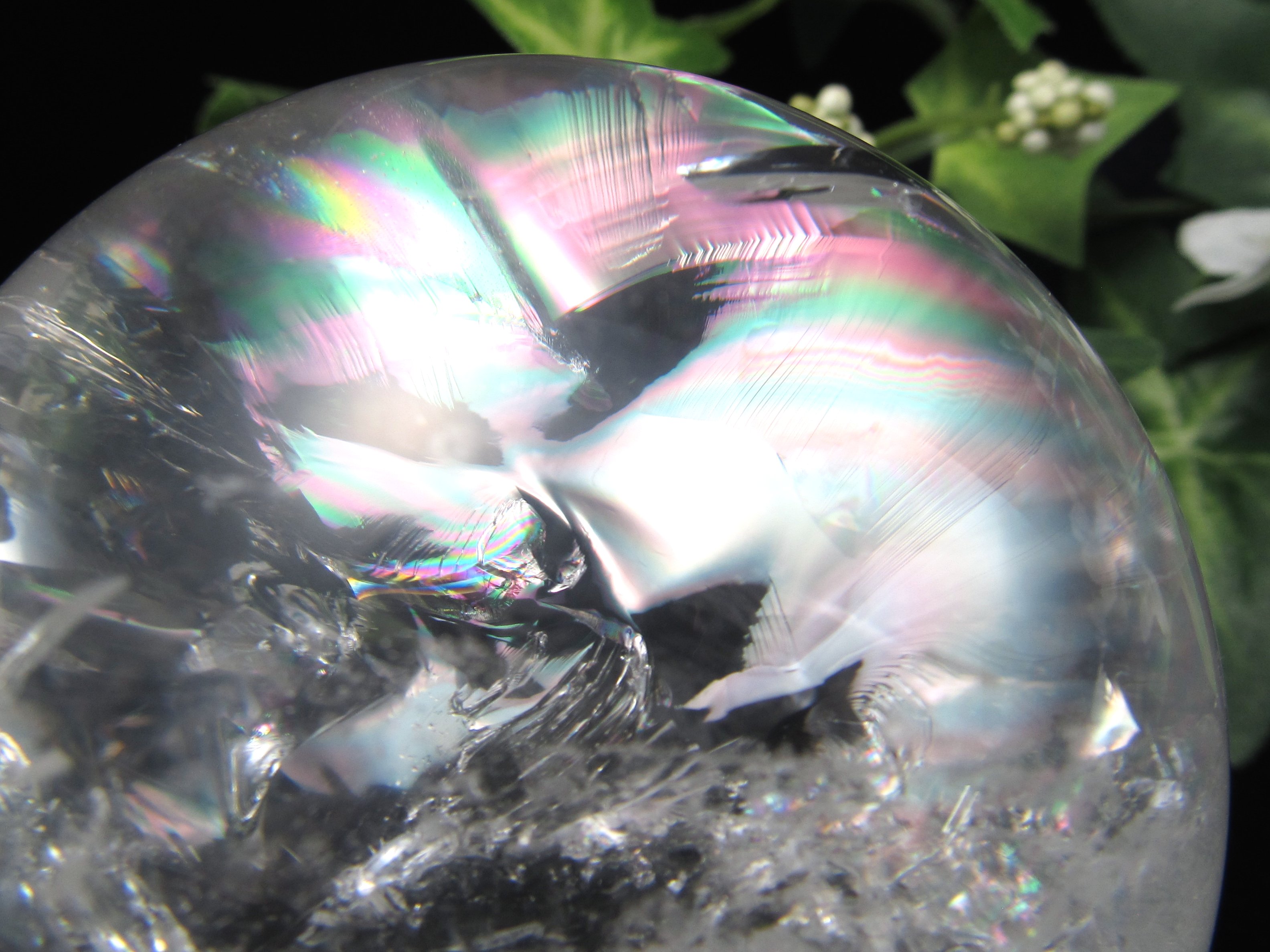 最良の虹 5A級 天然水晶 虹入り 丸玉 台座付き 重さ460.5g φ69mm レインボー水晶 置物 水晶玉 すべての浄化と純粋さの象徴 極上天然石 一点もの ブラジル産